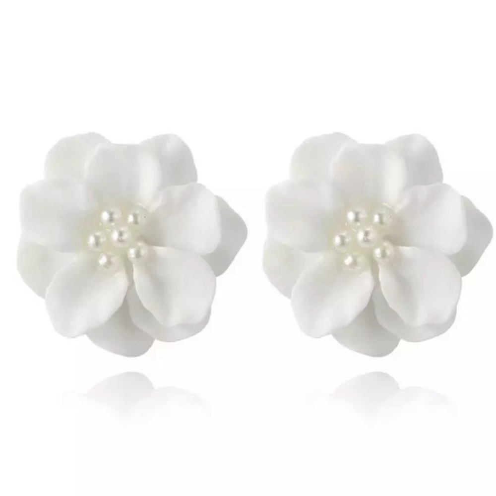 Beautiful Camellia Earrings - White, Pink or Black - Picture 6 of 8